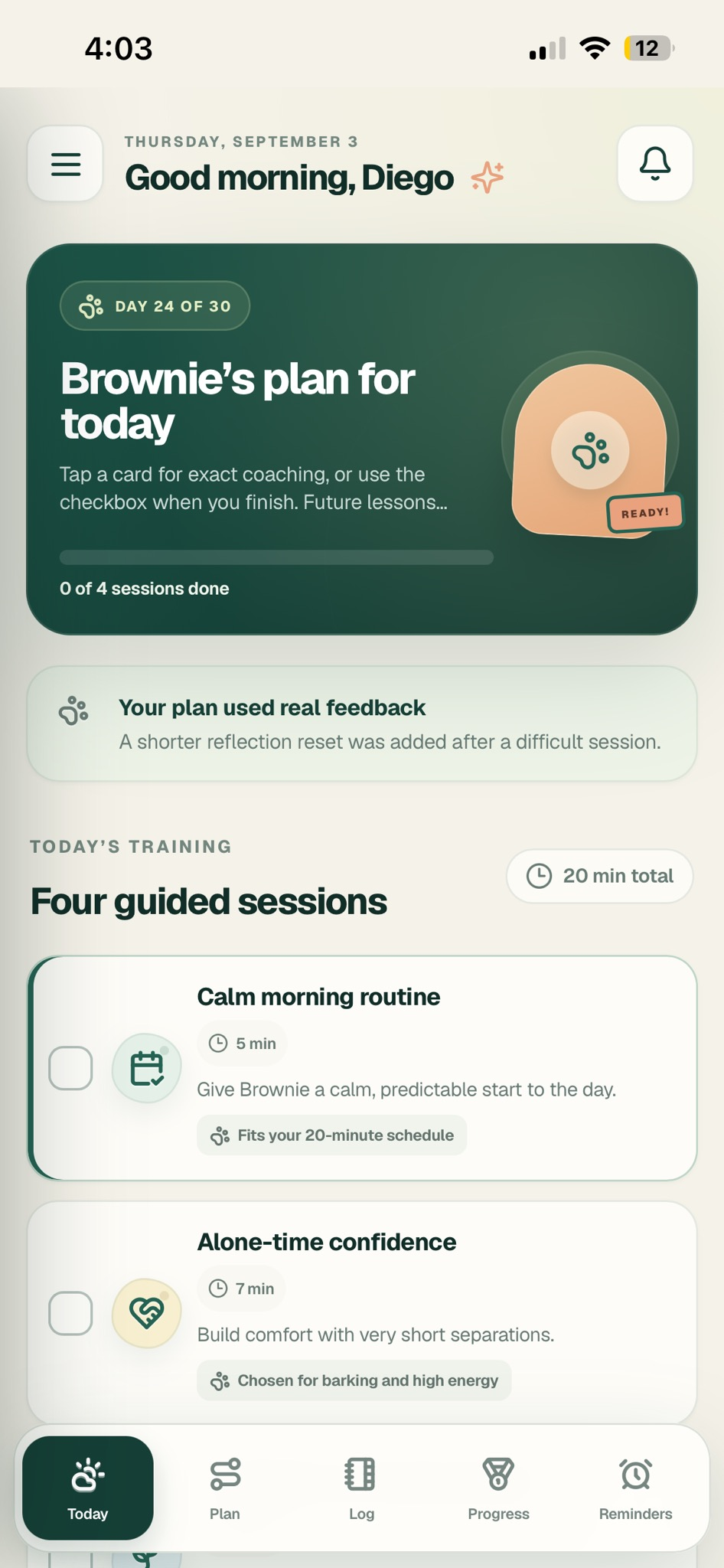 PupManager app phone screen