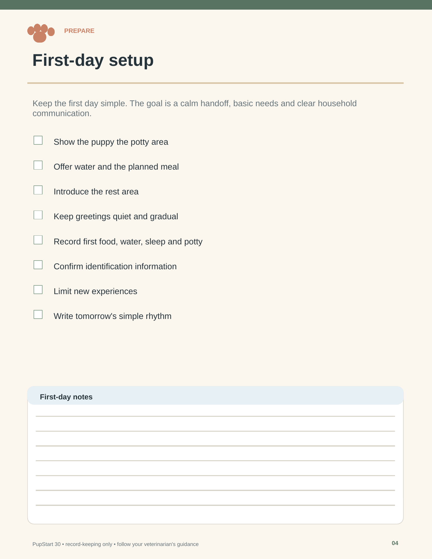 Quick-Start System: First-day setup